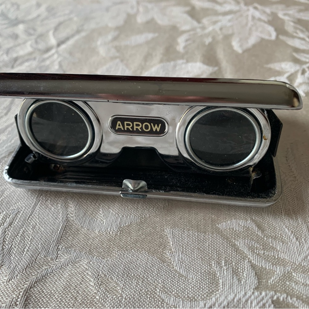 Arrow Compact Folding Opera Glasses in Silver and Black $15